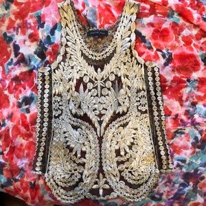 NWOT Stunning embroidered sheer Tank